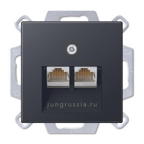 Компьютерная розетка 2-ая JUNG A Plus, Антрацит
